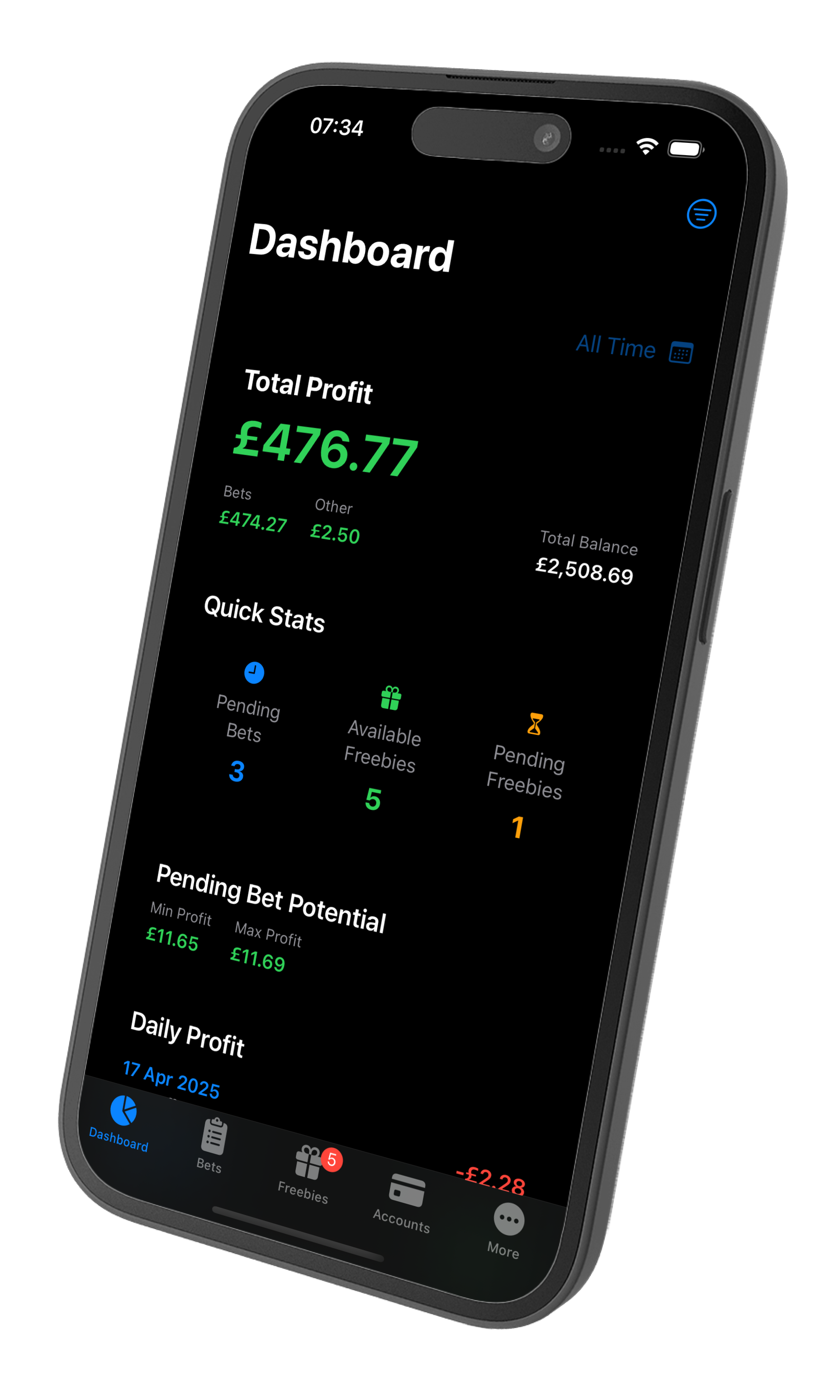 Matched Betting Tracker App Screenshot